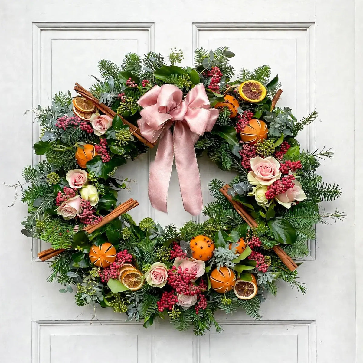 Pink Noel luxe door wreath