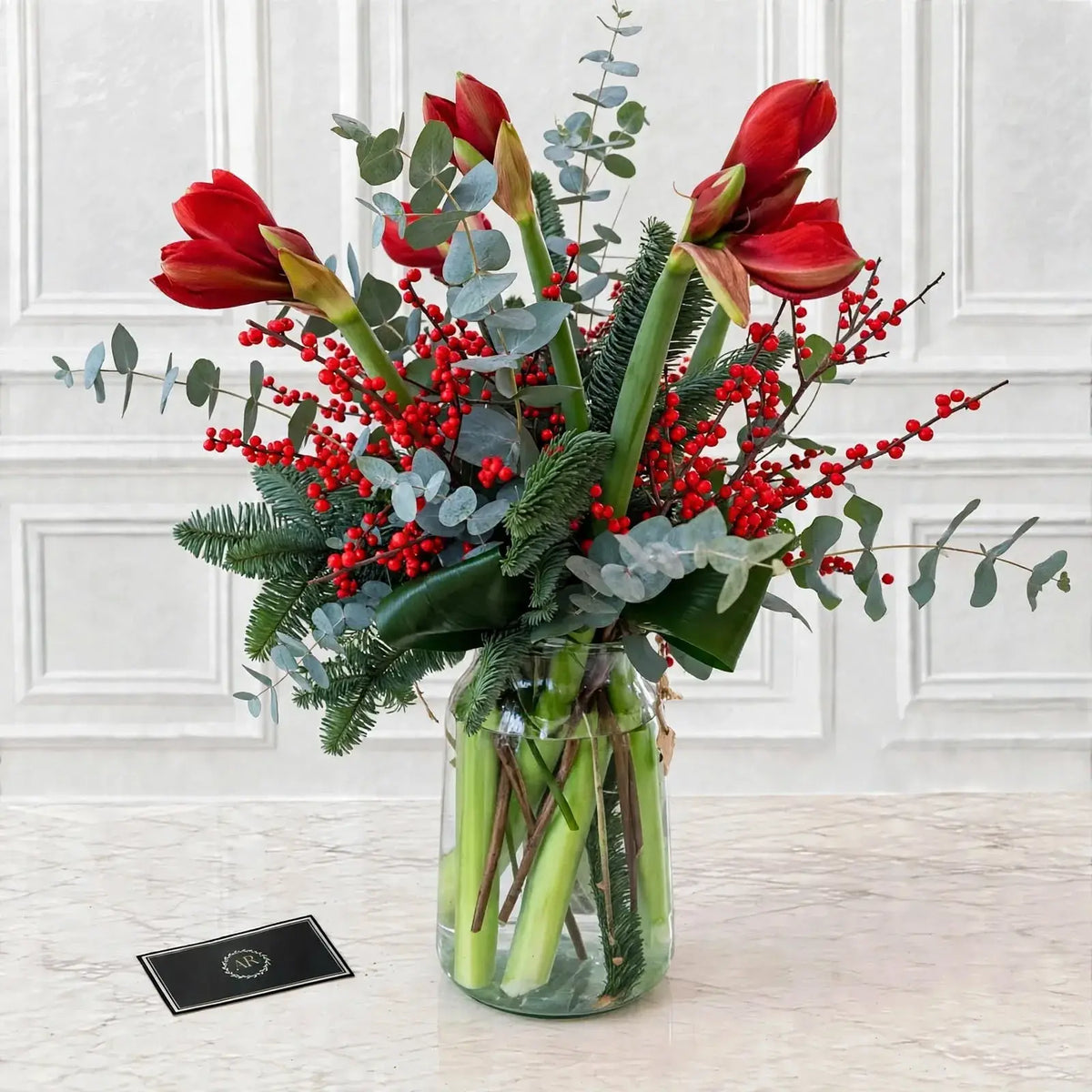 The Crimson Christmas Vase Arrangement